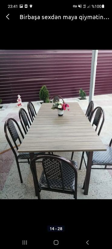 Masa və oturacaq dəstləri: Qonaq otağı üçün, Yeni, Açılan, Dördbucaq masa, 4 stul — 10