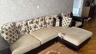 kreditle kunc divanlar: Künc divan dəsti - Tərkib: 1 böyük L formalı künc divan + 1 ədəd — 3