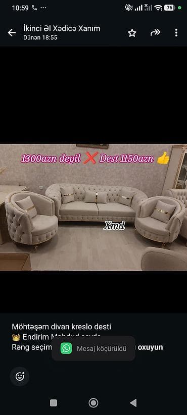 divan desti: Möhtəşəm divan kreslo desti 👑 Endirim Məhdud sayda Rəng seçimi — 1