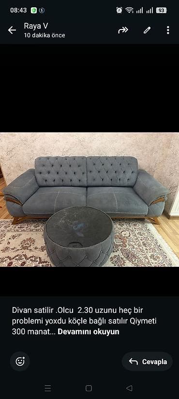 Divan satilir .Olcu 2.30 uzunu heç bir problemi yoxdu köçle bağlı