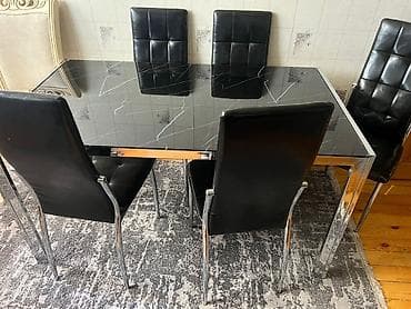 Qonaq otağı üçün, İşlənmiş, Kvadrat masa, 6 stul