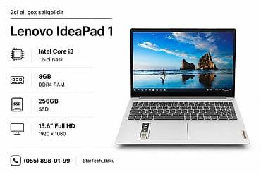 hard disk 3 tb: İşlənmiş Lenovo IdeaPad, 15.6 ", Intel Core i3, 256 GB, Ünvandan götürmə, Ödənişli çatdırılma, Rayonlara çatdırılma — 1
