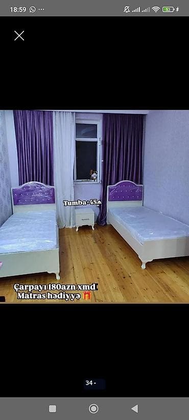 balta: Uşaqlar üçün iki ədəd tək nəfərlik çarpayı dəsti. - Rəng: ağ gövdə — 1