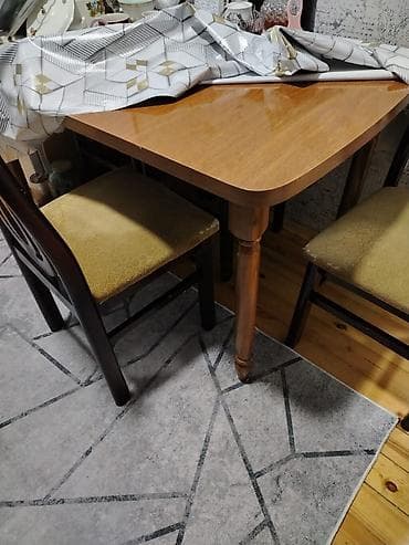 bağ stol stulları: Qonaq otağı üçün, İşlənmiş, Kvadrat masa, 6 stul — 1