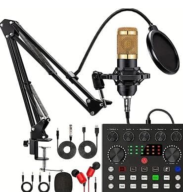 Podcast və yayım üçün tam mikrofon dəsti • Kondensator mikrofon –