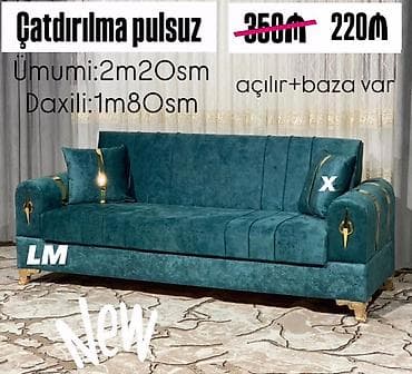 sultan divan: - Model: Açılan mexanizmalı divan - Ölçülər: ümumi 2 m 20 sm; daxili 1 — 1