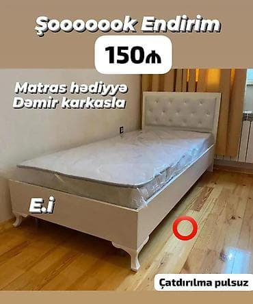 mebel evi xirdalan: Təknəfərlik çarpayı, Matras ilə, Siyirməsiz — 5