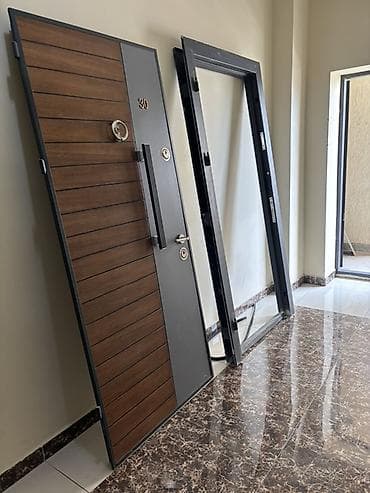qapi dekoru: Müasir dizaynlı dəmir giriş qapısı – komplekt halda - Material — 3
