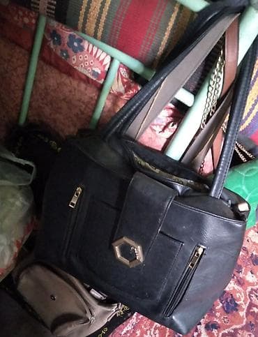 Сумки: Qara qadın çantası - Material: süni dəridən toxunma görünüşlü ön — 5