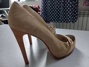 замшевые туфли на платформе: Туфли, Размер: 38, цвет - Бежевый, Б/у — 4