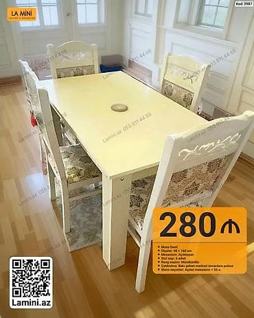 Masa dəsti – La Mini (Kod: 3987) - Dəst tərkibi: 1 masa + 6 stul - lalafo.az -da Masa dəsti – La Mini (Kod: 3987) - Dəst tərkibi: 1 masa + 6 stul -
