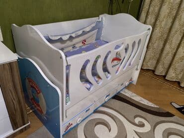матрас двуспальный: Для мальчика, Б/у, Колыбель, С матрасом, С механизмом качания — 2