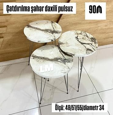 Ziqonlar üçlü dəst - Model: 3 ədəd zikzak ayaqlı ziqon masa dəsti -