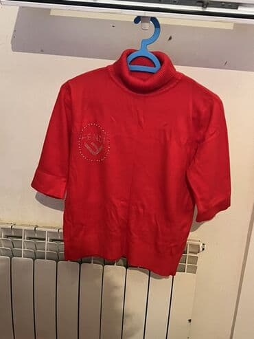 женские свитера с мехом: Qırmızı rəngdə qadın sviteri. - Model: yarımqol, boğazlı (balıqçı — 1