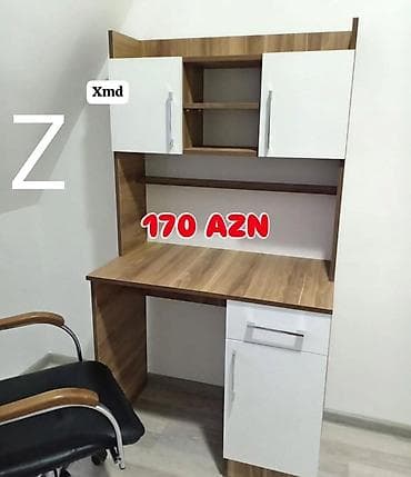 ref: Düz masa, Polkalı, Siyirməli, Teksturalı laminat — 1
