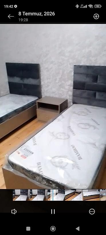krafatlar: Oğlan və qız üçün, İşlənmiş, 2 təknəfərlik çarpayı, Dolab, 2 tumba — 3
