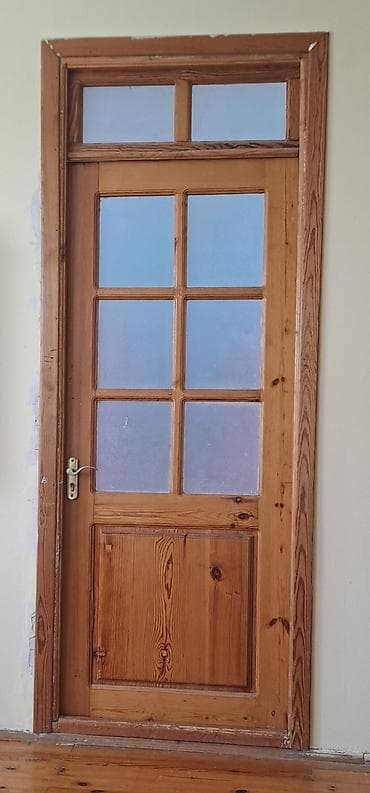 kreditle taxta: Taxta iç qapı – şüşəli klassik dizayn - Material: təbii ağac (ram və — 1