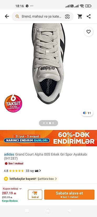 Мужская обувь: Məhsul: adidas Grand Court Alpha 00s (IH1287) kişi idman ayaqqabısı - — 1