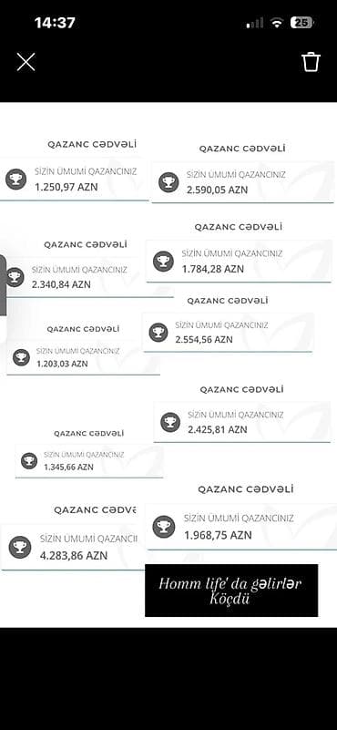 oyredilir: - Paylaşılan nümunələr Homm Life platformasında müxtəlif səviyyələrdə — 1