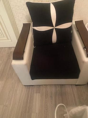 ucuz divan kreslo: Qonaq otağı dəsti – 1 divan + 2 kreslo - Rəng: qara-ağ kombinasiyası — 3