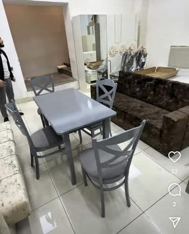 Mətbəx üçün, Yeni, Açılmayan, Dördbucaq masa, 4 stul — 5