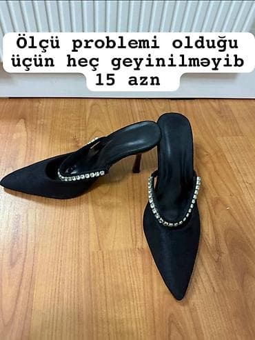 37 razmer heç geyinilməyib Qadın ayaqqabısı – qara rəngdə, sivri — 1