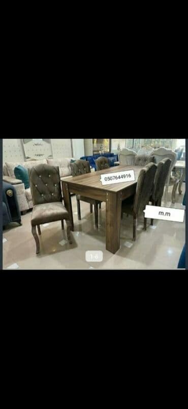 кухонная мебель на заказ в баку: Dördbucaq masa, Qonaq otağı üçün, 6 nəfər, Açılmayan, Azərbaycan, Zəmanətli — 2