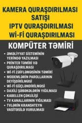 📷 Kamera Sistemləri 	•	Kamera quraşdırılması və satışı 	•	DVR/NVR