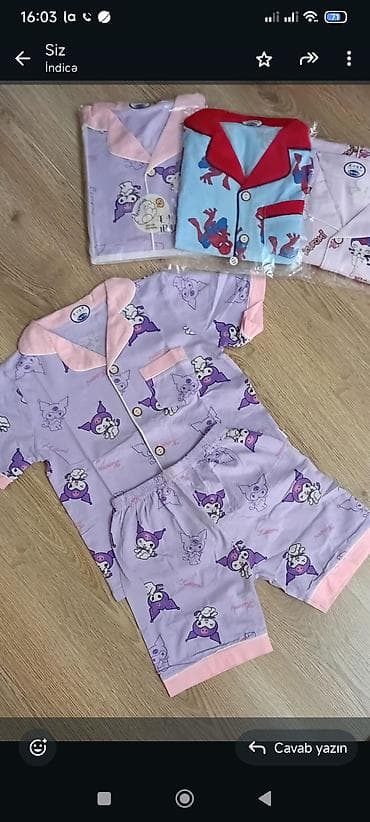 uşaq pijama dəstləri: Uşaq pijama dəsti - Model: Qısaqol köynək və şortdan ibarət 2 hissəli — 1