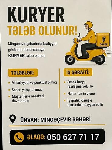 bag evinde is: Sürücü-kuryer tələb olunur — 1