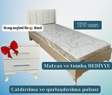 Tek nəfərlik yataq dəsti – 199 AZN - Müasir dizaynlı, yumşaq başluqla