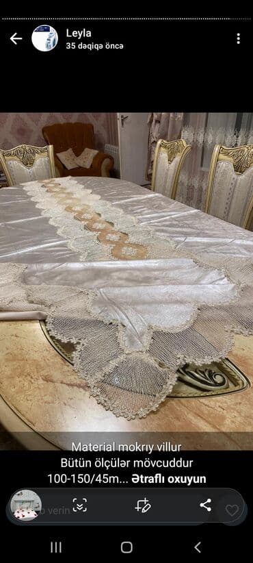 бабочки для декора: Məhsul: Naqişli masa örtüyü - Material: Şəffaf tüllü əsas üzərində — 8