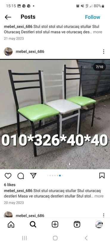 stol və stul dəstləri: Yeni, Sadə stul, Metal, Azərbaycan — 28