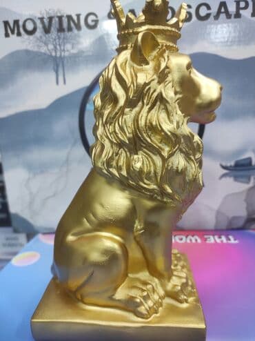 эпоксидная смола для творчества: Qızılı yüngül lehimli şir heykeli ev və bağ üçün görünüşlü suvener — 3