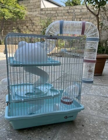 большая клетка для грызунов: Hamster üçün çoxmərtəbəli qəfəs və oyun komplekti - Rəng: açıq mavi — 5