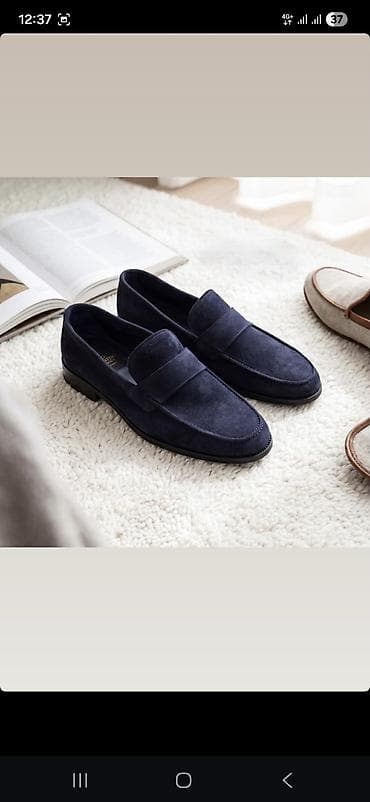 Мужская обувь: Kişi ayaqqabıları kolleksiyası - Mavi süet loafer: Klassik — 1