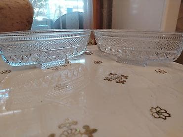 aksesuar qabi: Kəsimli şüşə meyvə/qəlyanaltı boşqabları – 2 ədəd dəst cutu 30 manat — 1