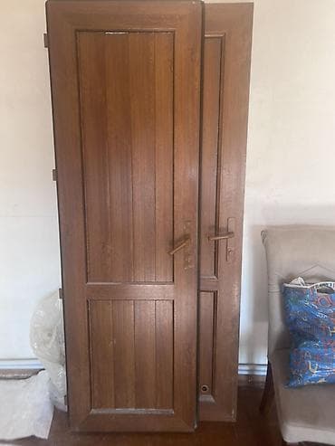 kapi: Taxta fakturalı giriş/interyer qapıları dəsti - Material: ağac — 1