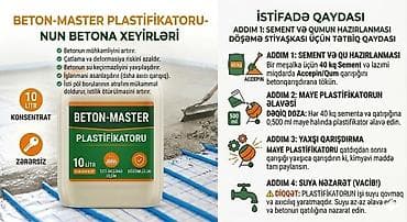 BETON-MASTER Plastifikatoru – 10 L konsentrat Məhsulun təsviri: -
