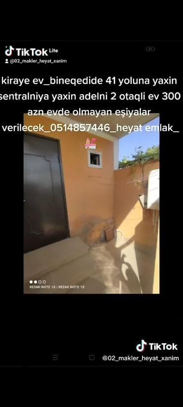 nerimanovda 300 azn kiraye ev: 80 kv. m, 2 otaqlı, Kombi, Qaz, İşıq — 9