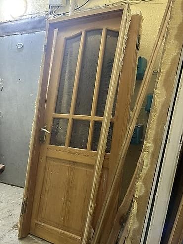 taxda qapı: Şüşəli taxta otaq qapısı Endirimli 💯 - Material: tam ağac (ağac — 1