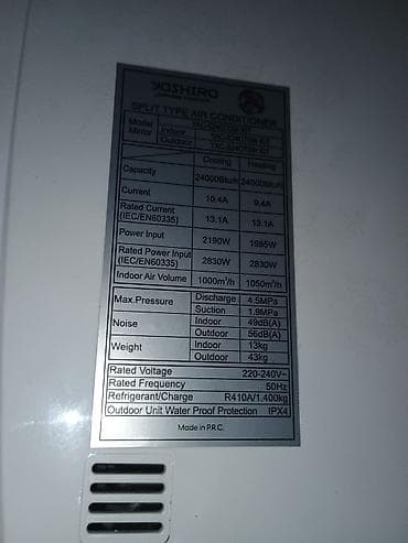 Kondisionerlər: Yoshiro split tipli kondisioner – model YAC-S240T0W KIT Texniki — 2