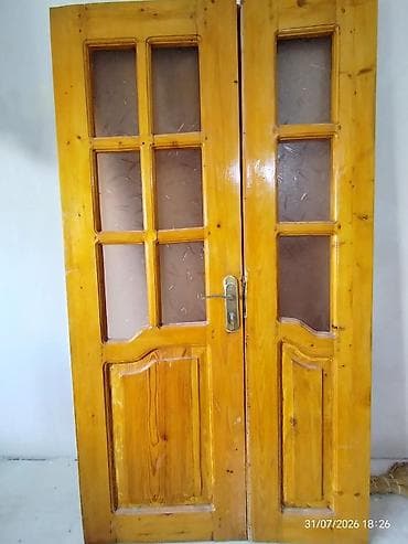 Təmir və tikinti: Taxta iç qapı dəsti - Material: təbii ağac (şam rəngli laklı səth) - — 1