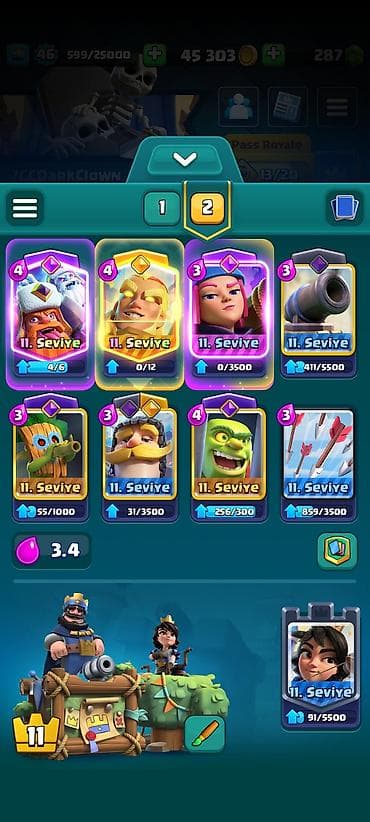 Clash Royale oyunu üçün yüksək səviyyəli 2-ci göyərtə (deck) təqdim