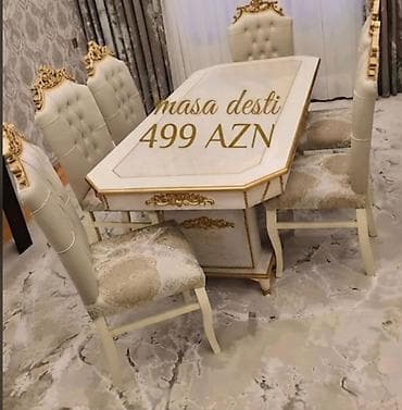 tek dolablar: Qonaq otağı üçün, Yeni, Açılmayan, Dördbucaq masa, 6 stul — 1