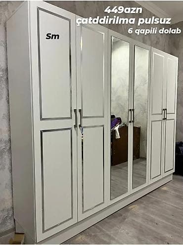 skaf dolab: 6 qapili dolab 📍 Ölçü 200/240/47 Sifarişle haizrlanir reng seçimi var — 1