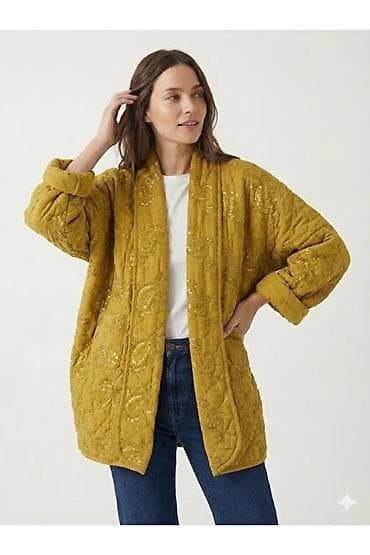 jaketlər instagram: Della moor – Qadın hardal rəngli, italyan etnik şal naxışlı, payet — 2