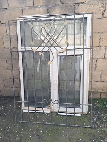 PVC pəncərə və dəmir barmaqlıq dəsti Ölçüləri. eni 110sm, uzunluğu