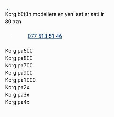 Korg arranger sintezatorları üçün ən yeni setlər Uyğunluq: - Korg