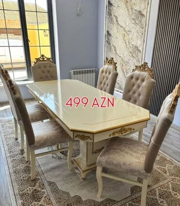 stol stul sumqayit: Qonaq otağı üçün, Yeni, Açılmayan, Dördbucaq masa, 6 stul — 1